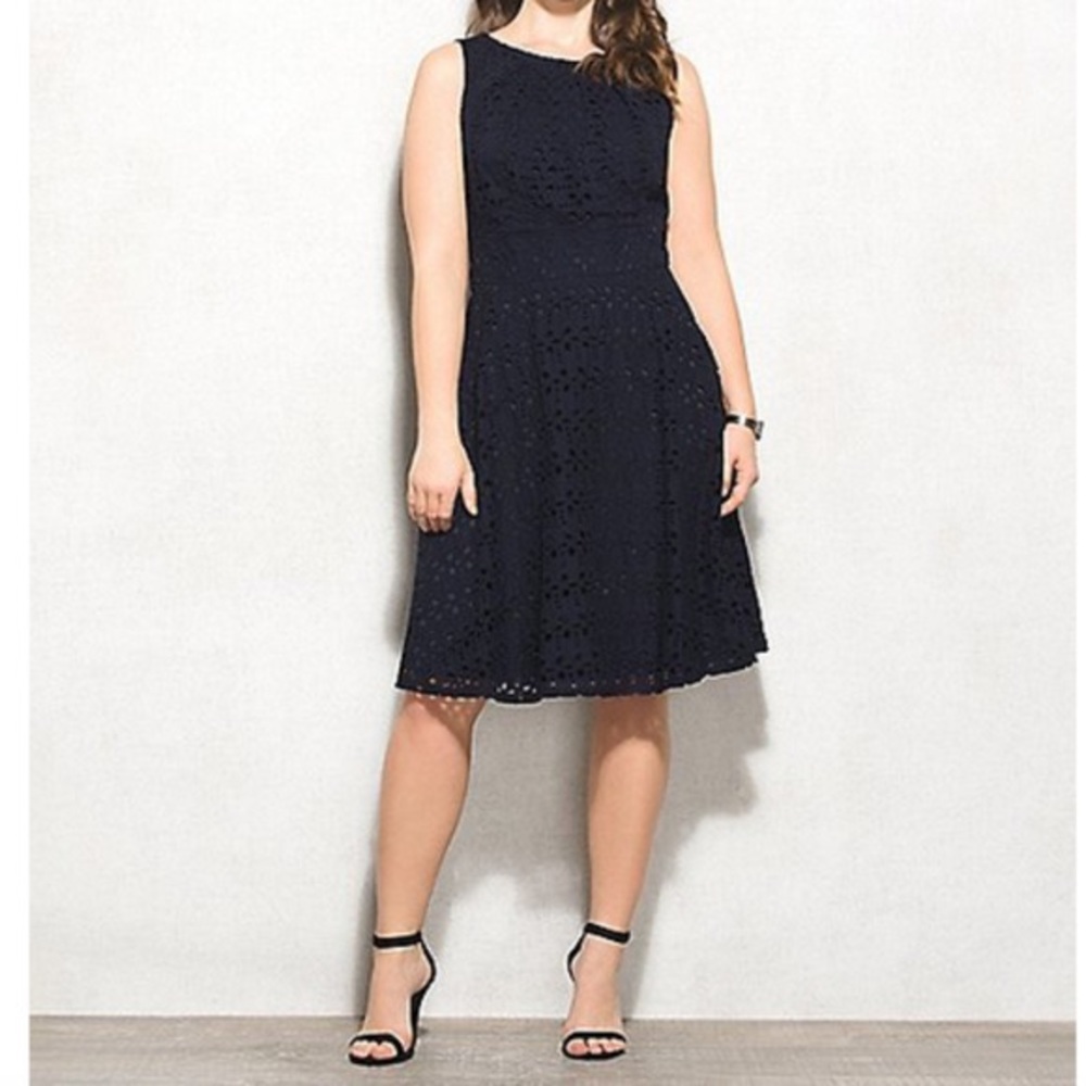 Navy Eyelet Dress 24W